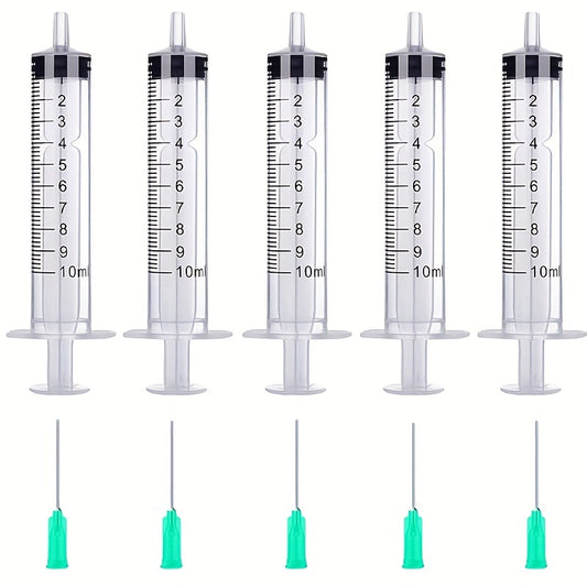 5-Pack 0.34oz/cc Plastic Syringe with 18g Needle - Perfect for Measuring Liquids, Feeding Pets, and More!
