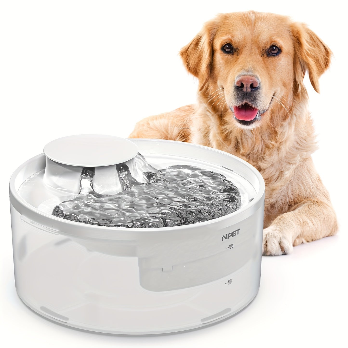 [NPET | Automatic] NPET 2 Gallon/270oz/8L Large Automatic Dog Water Fountain, DF30 Dog Water Bowl Dispenser | Pet Water Fountain with Splatter Guard, Cleaning Kit for Large Dogs & Multiple Pets, Without Battery