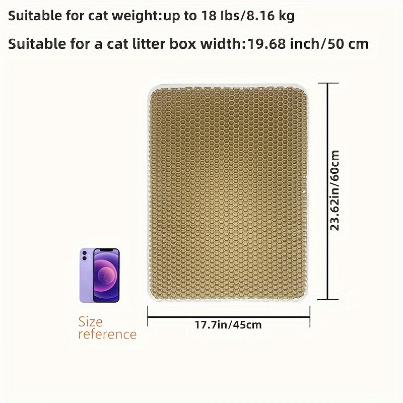 Honeycomb Double Layer Cat Litter Trapping Mat, Non-slip Washable Cat Cleaning Mat For Pet Toilet Kennel Litter Box