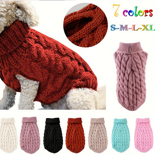 Small to Medium Breeds Cozy Knit Warm Pullover Pet Sweater for Cats & Dogs - Machine Washable