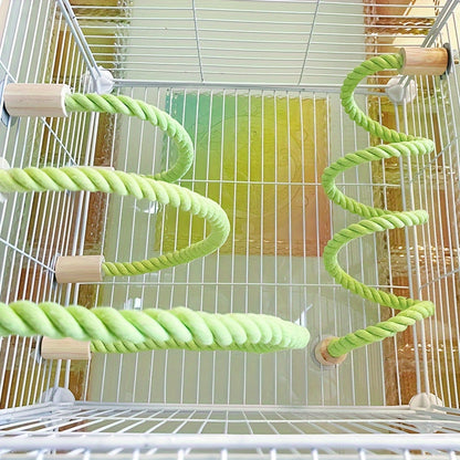 [Paw-Friendly] Flexible Green Rope Perch - Durable Exercise Ladder & Swing for Small Pets and Birds - Ideal for Budgies, Parakeets, Cockatoos, African Greys