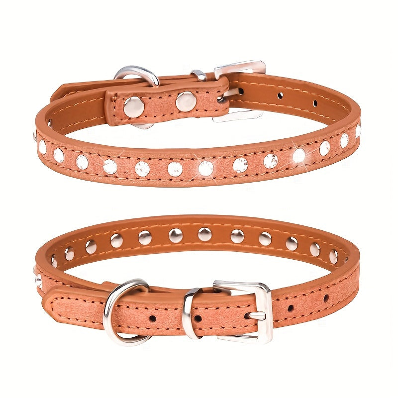 [Shiny Rhinestone Dog Collar] Hot Selling Shiny Rhinestone CP077 Dog Collar - Adjustable Small and Medium Pet Collar - Suitable for Small and Medium Pets to Wear Neck Collar