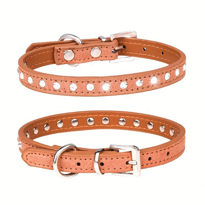 [Shiny Rhinestone Dog Collar] Hot Selling Shiny Rhinestone CP077 Dog Collar - Adjustable Small and Medium Pet Collar - Suitable for Small and Medium Pets to Wear Neck Collar