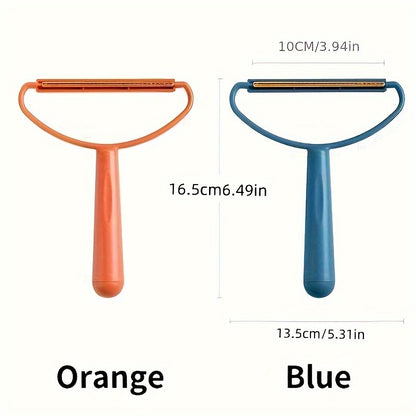 1pc Dual-Sided Pet Hair Remover Brush - Ergonomic Fabric Lint Scraper for Dogs & Cats, Non-Electric Grooming Tool with Teal Handle and Orange Bristles, Ideal for Coat and Carpet Cleaning, Pet Hair Remover Tool, Halloween gift