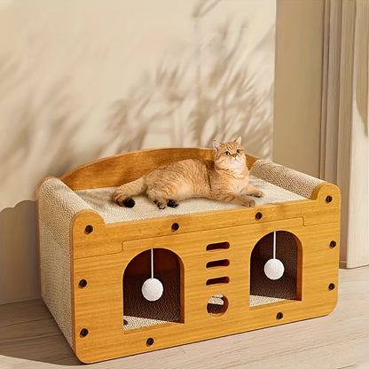 [Luxury Cat Scratching Board] Luxury Cat Scratching Board with Beard - Large, Outdoor Carrying Supplies for Small Pets - Stylish Cat Bed for Big and Small Cats