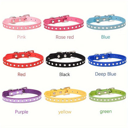 [Shiny Rhinestone Dog Collar] Hot Selling Shiny Rhinestone CP077 Dog Collar - Adjustable Small and Medium Pet Collar - Suitable for Small and Medium Pets to Wear Neck Collar