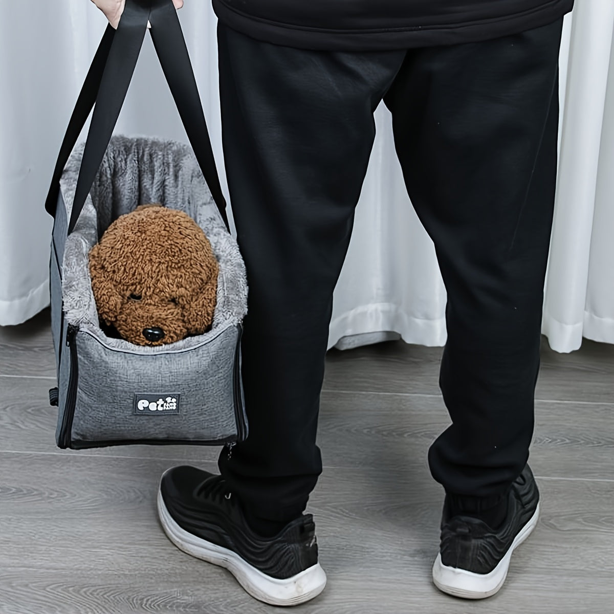 [Cozy Pet Car Seat] PETFANGFANG Portable Cozy Pet Car Seat | Polyester Dog & Cat Travel Bag for Small to Medium Pets with Secure Buckle Closure