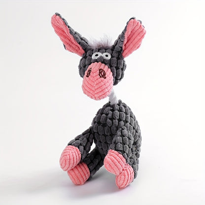 Fun Pet Toy Donkey Shape Corduroy Chew Toy For Dogs Puppy Squeaker Squeaky Plush Bone Molar Dog Toy Pet Training Dog Accessories