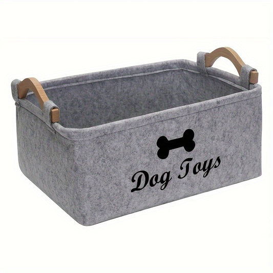 [1pc Pet Toy Box Organizer] 1pc Felt Pet Toy Box, Dog Toy Box, Storage Basket Chest Organizer For Organizing Pet Toys, Blankets, Leashes And Food