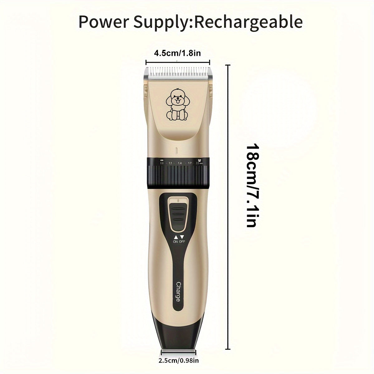 Rechargeable Low-Noise Cordless Electric Pet Clipper for Grooming Dogs and Cats, Suitable for Various Sizes and Lengths of Pet Hair, Professional Pet Salon Use
