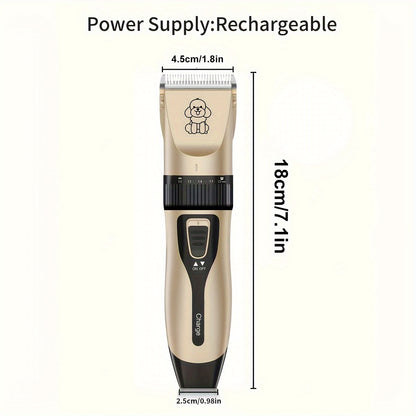 Rechargeable Low-Noise Cordless Electric Pet Clipper for Grooming Dogs and Cats, Suitable for Various Sizes and Lengths of Pet Hair, Professional Pet Salon Use