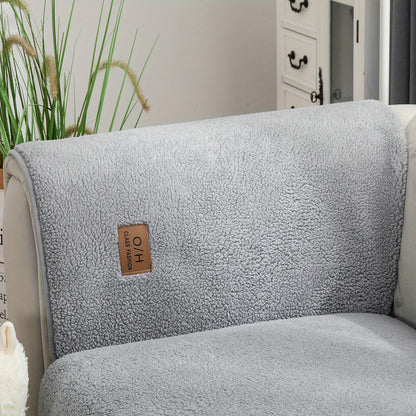 1pc Thickened Sherpa Velvet Sofa Slipcover, Pets Dog Friendly, Sherpa Fleece Sofa Couch Cover, Furniture Protector Fuzzy Non Slip Sofa Slipcover, For Bedroom Office Living Room Decor