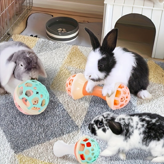 3-Pack Interactive Rabbit Toys with Jingle Bells - Safe, Durable Plastic Playballs Set for Small Pets, Suitable for Mice, Rabbits, Guinea Pigs, and Chinchillas