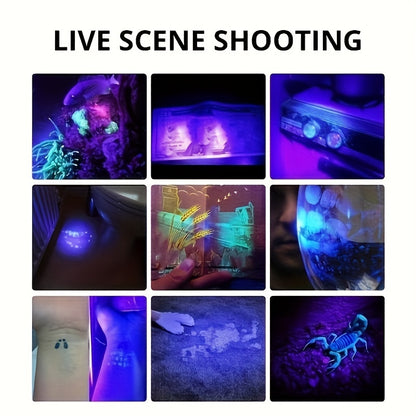 1pc Rechargeable Zoomable UV Flashlight Black Light 395nm,Ultraviolet Flashlight Detector For Pet Urine Stain,Resin Curing,Scorpion Hunting