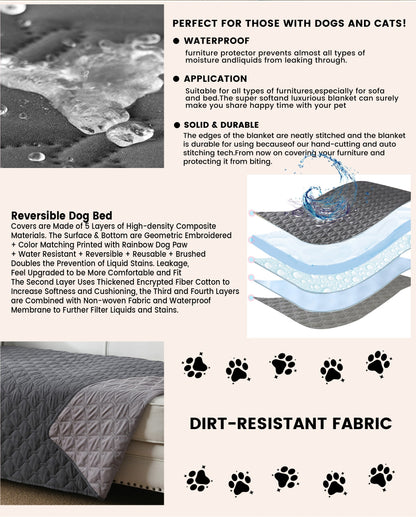 [Waterproof Dog Bed Cover Protector] Double-Sided Waterproof Dog Bed Cover Pet Blanket Sofa Couch Furniture Protector For Dogs