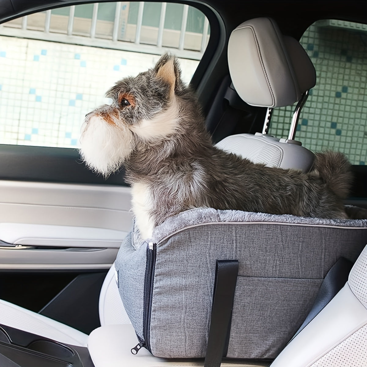[Cozy Pet Car Seat] PETFANGFANG Portable Cozy Pet Car Seat | Polyester Dog & Cat Travel Bag for Small to Medium Pets with Secure Buckle Closure