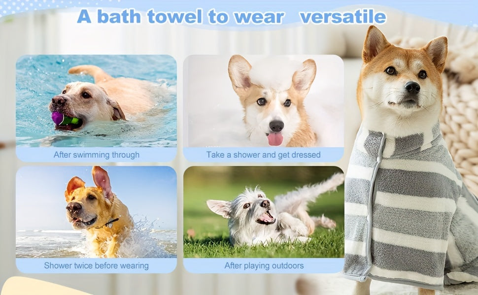 [1 Microfiber Body Towel] 1pc Microfiber Body Towel, Pet Bath Towel Drying Coral Fleece Bath Towel, Water Absorbent Quick-drying Dog Bathrobe