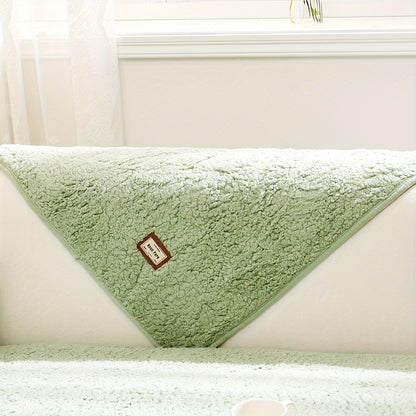 1pc Plush Sherpa Sofa Cover - Soft, Fuzzy, Non-Slip, Pet-Friendly, Thickened Furniture Protector for Bedroom, Office, Living Room Home Decor - Easy to Clean, Durable, Stain-Resistant, Machine Washable