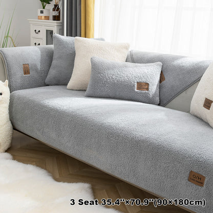 1pc Thickened Sherpa Velvet Sofa Slipcover, Pets Dog Friendly, Sherpa Fleece Sofa Couch Cover, Furniture Protector Fuzzy Non Slip Sofa Slipcover, For Bedroom Office Living Room Decor