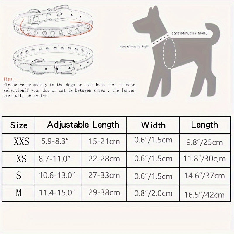 [Shiny Rhinestone Dog Collar] Hot Selling Shiny Rhinestone CP077 Dog Collar - Adjustable Small and Medium Pet Collar - Suitable for Small and Medium Pets to Wear Neck Collar