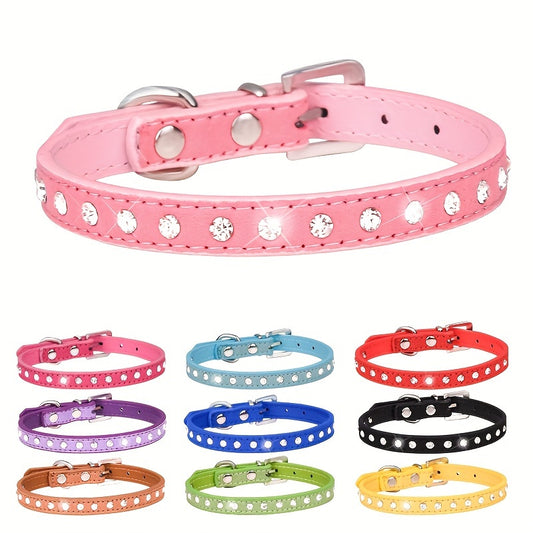 [Shiny Rhinestone Dog Collar] Hot Selling Shiny Rhinestone CP077 Dog Collar - Adjustable Small and Medium Pet Collar - Suitable for Small and Medium Pets to Wear Neck Collar