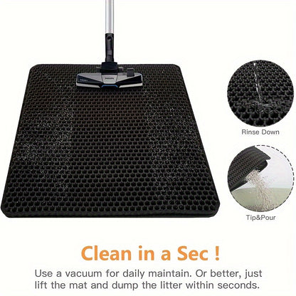 EVA Double-Layer Cat Litter Mat - Non-Slip, Washable, Soft Pet Litter Box Liner for Cats and Dogs, Easy Cleanup Design with Automatic Scoop Feature, Pet Hygiene Mat | Automatic Scoop Mat | Washable Mat, Cat Litter Box