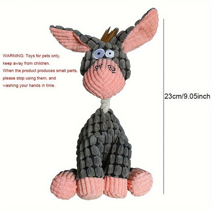 Fun Pet Toy Donkey Shape Corduroy Chew Toy For Dogs Puppy Squeaker Squeaky Plush Bone Molar Dog Toy Pet Training Dog Accessories