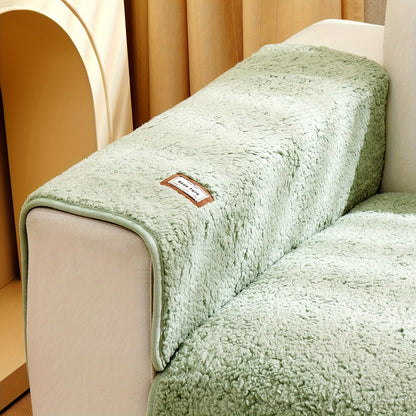 1pc Plush Sherpa Sofa Cover - Soft, Fuzzy, Non-Slip, Pet-Friendly, Thickened Furniture Protector for Bedroom, Office, Living Room Home Decor - Easy to Clean, Durable, Stain-Resistant, Machine Washable