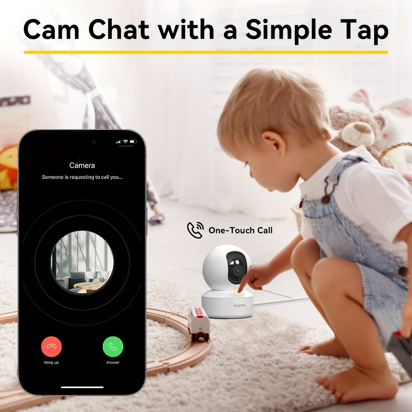 [BoyKeep WiFi Smart Camera] BoyKeep 5g/2.4ghz WiFi Smart Camera, 2K High-definition Indoor Safety Monitor with 360° Panoramic Surveillance, Night Vision, Two-way Calls, SD Card and Cloud Storage, Christmas Gifts for Pets, Ze