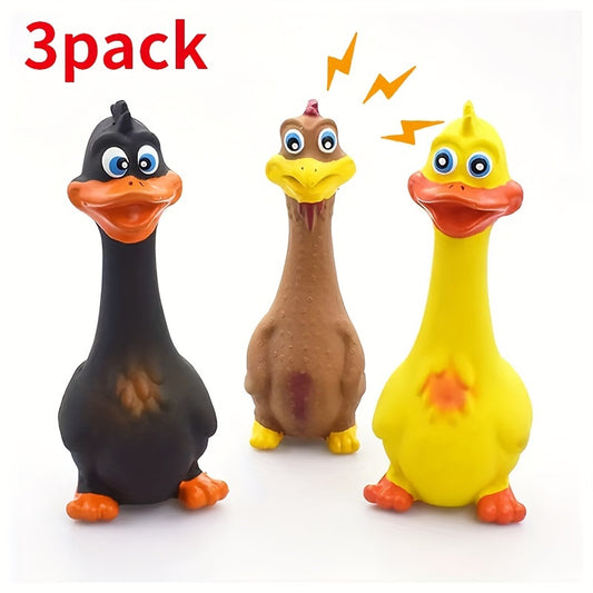 1/3pcs Pets Dog Toys Screaming Chicken Squeeze Sound Toy Rubber Duck Squeaky Chew Bite Resistant Toy Puppy Training Duck/chicken Design Dog Chew Toys, Tough Squeaky Dog Grinding Teeth Toys