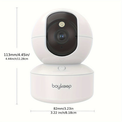 [BoyKeep WiFi Smart Camera] BoyKeep 5g/2.4ghz WiFi Smart Camera, 2K High-definition Indoor Safety Monitor with 360° Panoramic Surveillance, Night Vision, Two-way Calls, SD Card and Cloud Storage, Christmas Gifts for Pets, Ze
