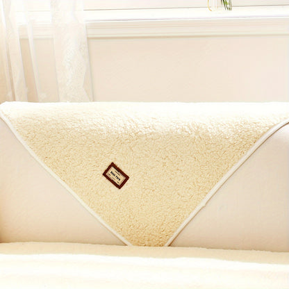 1pc Plush Sherpa Sofa Cover - Soft, Fuzzy, Non-Slip, Pet-Friendly, Thickened Furniture Protector for Bedroom, Office, Living Room Home Decor - Easy to Clean, Durable, Stain-Resistant, Machine Washable