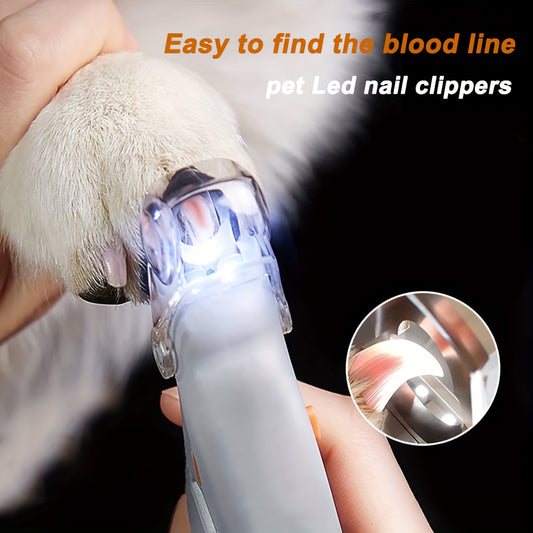 1pc LED Illuminated Pet Nail Clipper - Precision Stainless Steel Blade, Non-slip Comfort Grip, Safety Guard to Prevent Over-trimming - Perfect Grooming Tool for Dogs and Cats