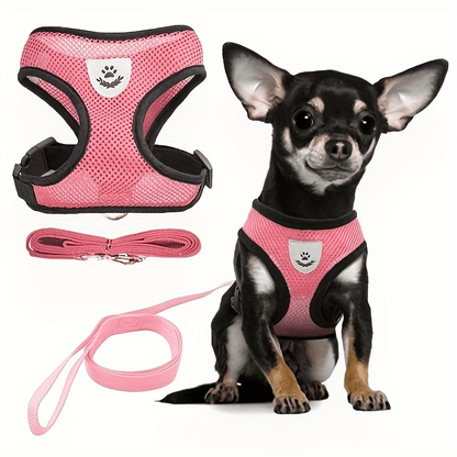 [For Dogs & Cats Reflective Harness] Reflective Pet Harness And Leash Set For Dogs And Cats, Adjustable Puppy Cat Vest Harness With Soft Mesh