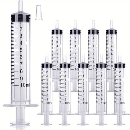 10pcs 10mL Plastic Syringes with Needles & Covers - Perfect for Oral, Lab, Measurement, Watering, Supplement, Pets, Medical Students, Oil & Glue Applicators