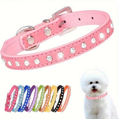 [Shiny Rhinestone Dog Collar] Hot Selling Shiny Rhinestone CP077 Dog Collar - Adjustable Small and Medium Pet Collar - Suitable for Small and Medium Pets to Wear Neck Collar