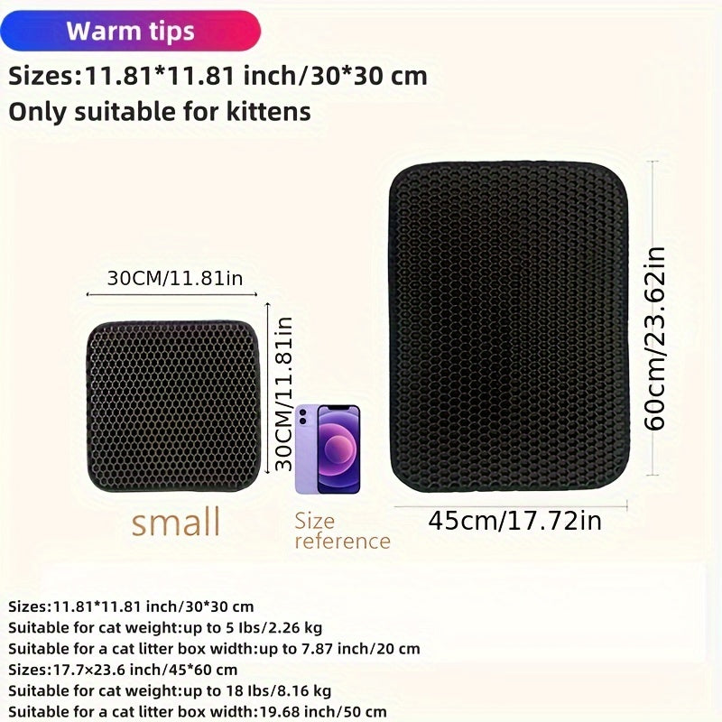 Honeycomb Double Layer Cat Litter Trapping Mat, Non-slip Washable Cat Cleaning Mat For Pet Toilet Kennel Litter Box