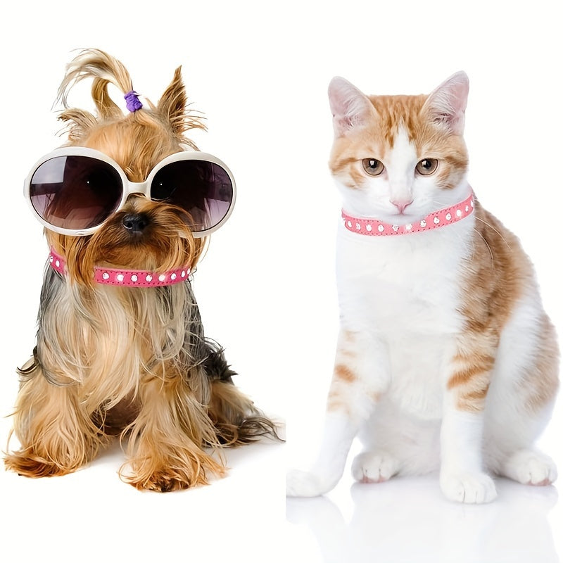 [Shiny Rhinestone Dog Collar] Hot Selling Shiny Rhinestone CP077 Dog Collar - Adjustable Small and Medium Pet Collar - Suitable for Small and Medium Pets to Wear Neck Collar
