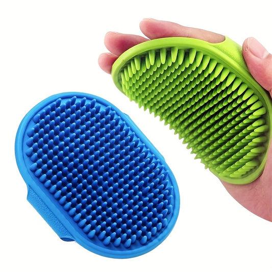 Pet Grooming Deluxe Shampoo Brush - Soft Silicone Massage Rubber Bathing Comb with Adjustable Circular Handle for Gentle Dog & Cat Washing, Easy Fur Detangling, and Relaxing Spa Experience - Ideal for Pet Owners and Groomers