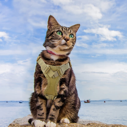 [Durable Cat Vest] Durable 600D Nylon Tactical Cat Vest with Adjustable Straps & Red Cross Patch | Chest Harness for Small Dogs & Cats, Secure Leash Attachment, Ergonomic Design for Training & Outdoor Adventures, Cat Vest Har