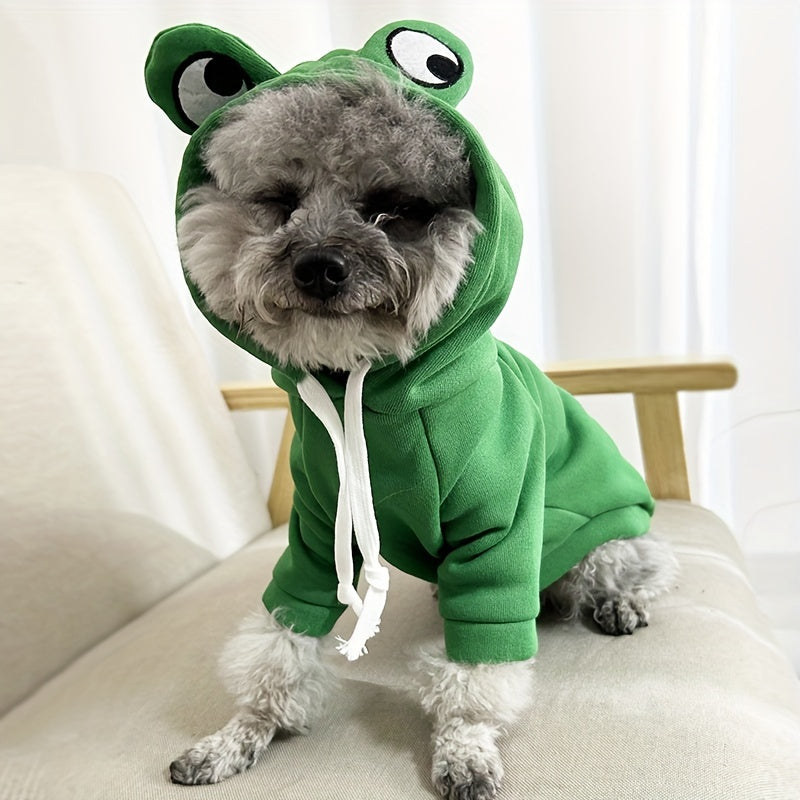 [Small Cozy Frog Hoodie] Adorable Frog-Themed Pet Hoodie - Cozy Knit Sweatshirt for Small to Extra-Small Cats, Perfect for All Seasons, Transformation, Hoodie
