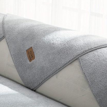 1pc Thickened Sherpa Velvet Sofa Slipcover, Pets Dog Friendly, Sherpa Fleece Sofa Couch Cover, Furniture Protector Fuzzy Non Slip Sofa Slipcover, For Bedroom Office Living Room Decor
