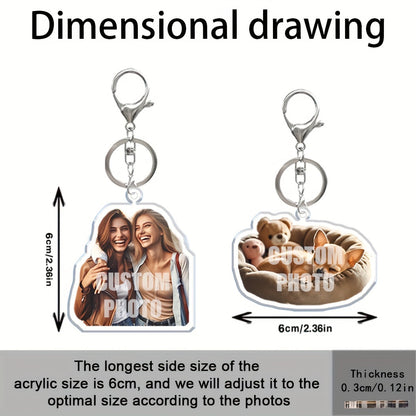 [Customized]1pc/3pcs Photo Custom Acrylic Key Pendant, Special-shaped Acrylic Car Key Chain, Backpack Pendant, Lovers, Friends, Pets And Other, Double-sided Effect, Customized Special-shaped Effect According To Photo