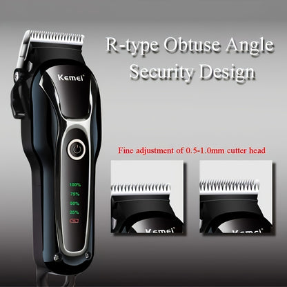 Kemei Pet Hair Clipper for Dogs & Cats - Quiet 5W Motor, USB Rechargeable, LCD Display, 10 Detachable Combs, Nail File, Accessory Colors Vary