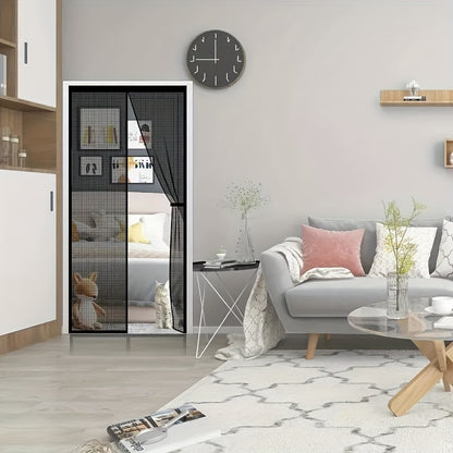 1pc Heavy-Duty Magnetic Screen Door With Full Frame Hook & Loop, Durable Polyester Mesh Curtain For Fresh Air Circulation, Easy Entry For Pets, Kid Friendly, Bug & Insect Proof, Fits Doors Up To 38x82 Inches