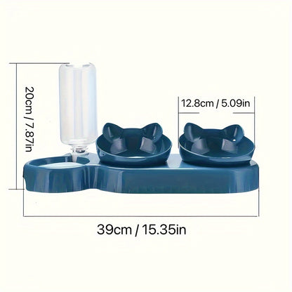 New Pet Automatic Cat Bowl - Anti-Slip, Slanted Mouth, Protects Cervical Spine, Prevents Falling Over for Home Use