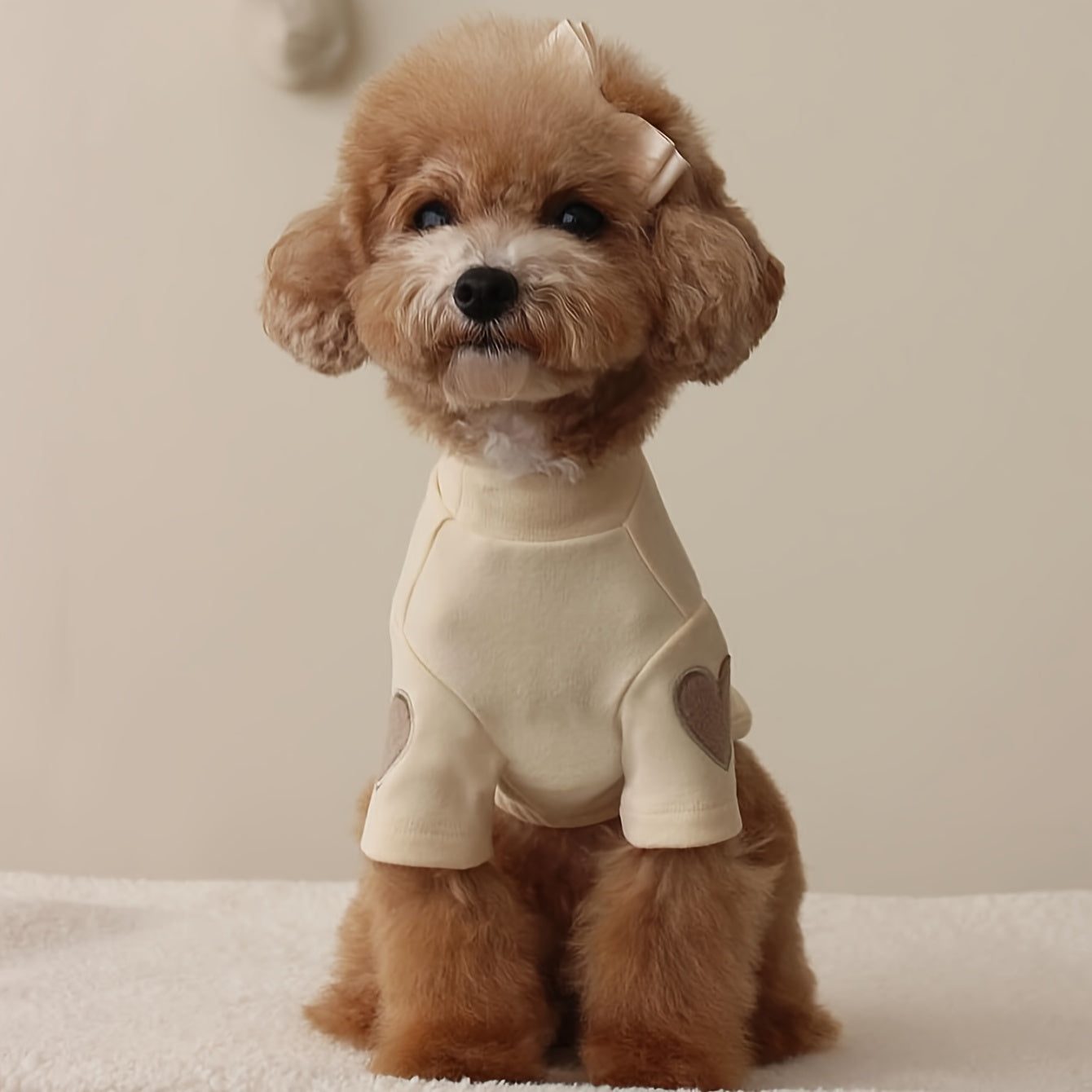 1pc Cozy Fleece Dog Sweater with Heart Design, Polyester Pullover, Machine Washable, for Small to Medium Breeds, Suitable for All Seasons, with Valentine'S Day Gift for Pets