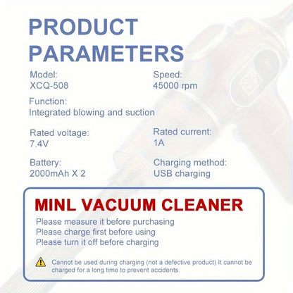 1pc BELIBUY Cordless Handheld Vacuum Cleaner, High Power USB Rechargeable with Extended Battery Life, Multi-Function Dust Buster for Home and Car Use, Pet Hair, Dust & Debris Cleaning, Includes Accessory Kit