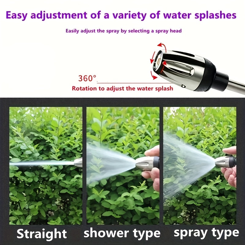 1pc Portable High-Pressure Hose Spray Gun with 3/4" and 1/2" Quick Connect Adapters, Adjustable Thick Rod Spray, Multi-Functional Garden Hose Nozzle for Car Washing and Pet Cleaning, Pet Washing Hose | Adjustable Spray Patter
