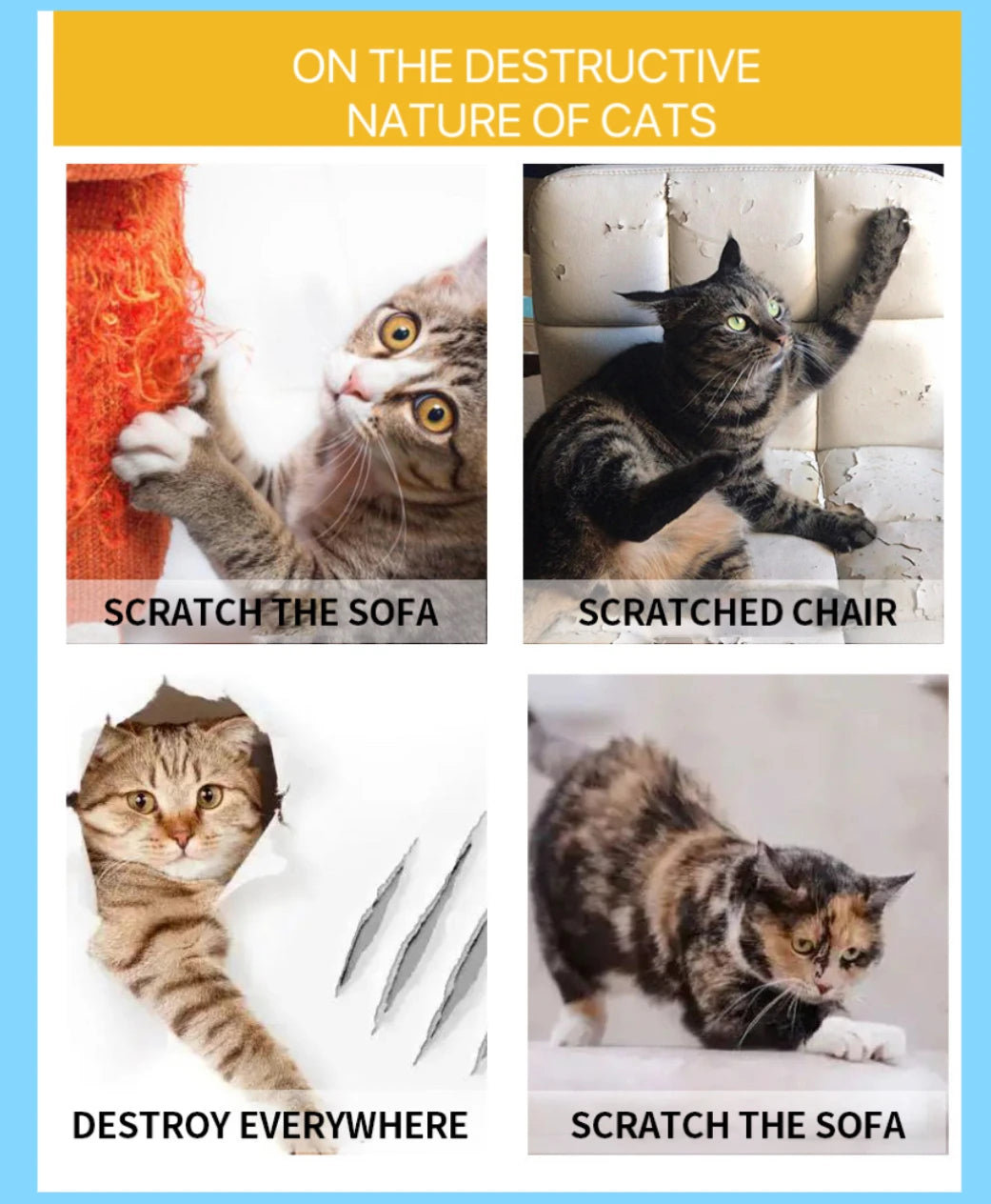 Cinta antiarañazos para gatos, protector de muebles, transparente, autoadhesiva, para entrenamiento de mascotas, 30 x 29 m